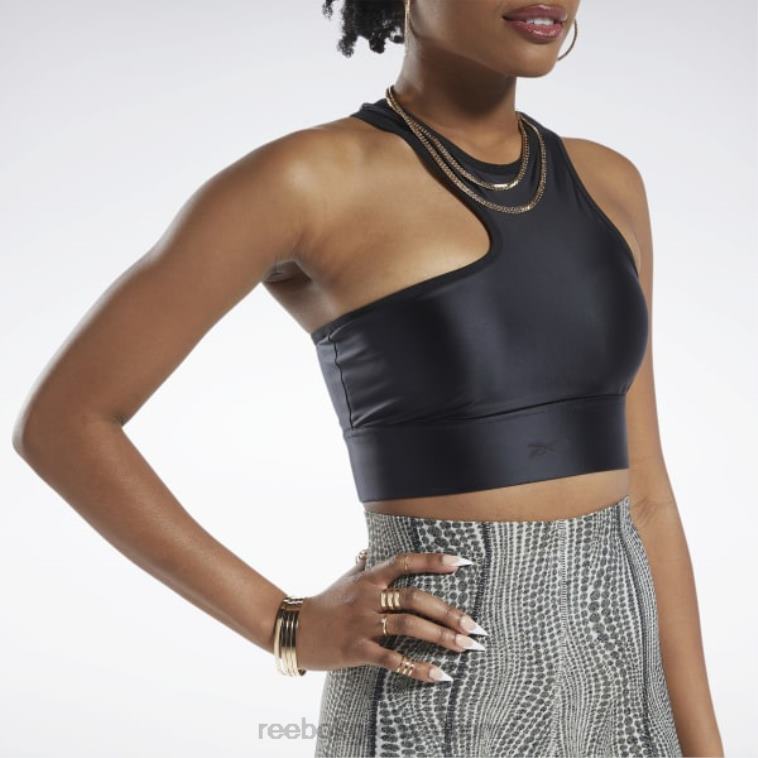 γυναίκες μαύρος cardi b one-shoulder crop tank top Reebok ND8H542