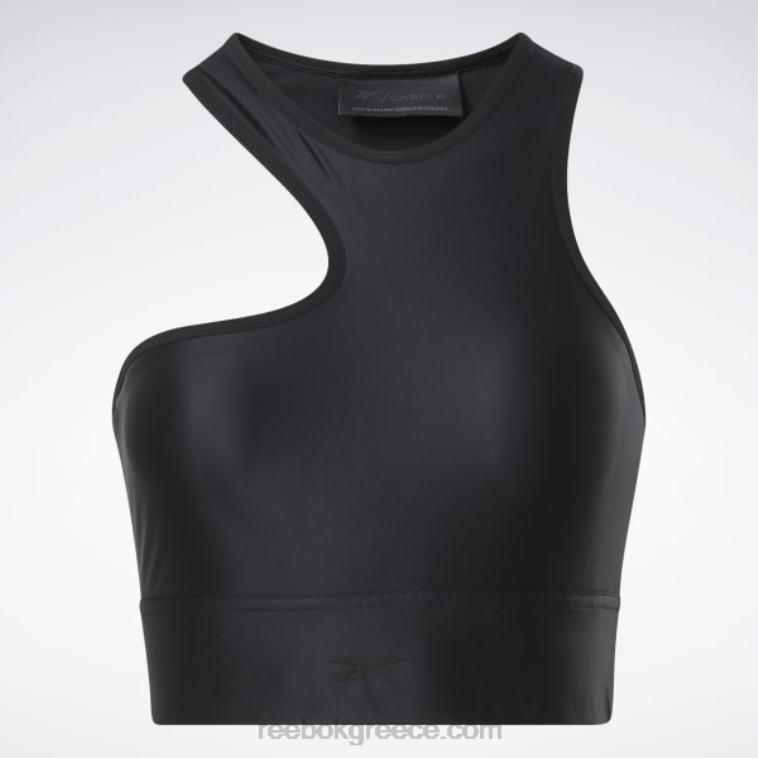 γυναίκες μαύρος cardi b one-shoulder crop tank top Reebok ND8H542