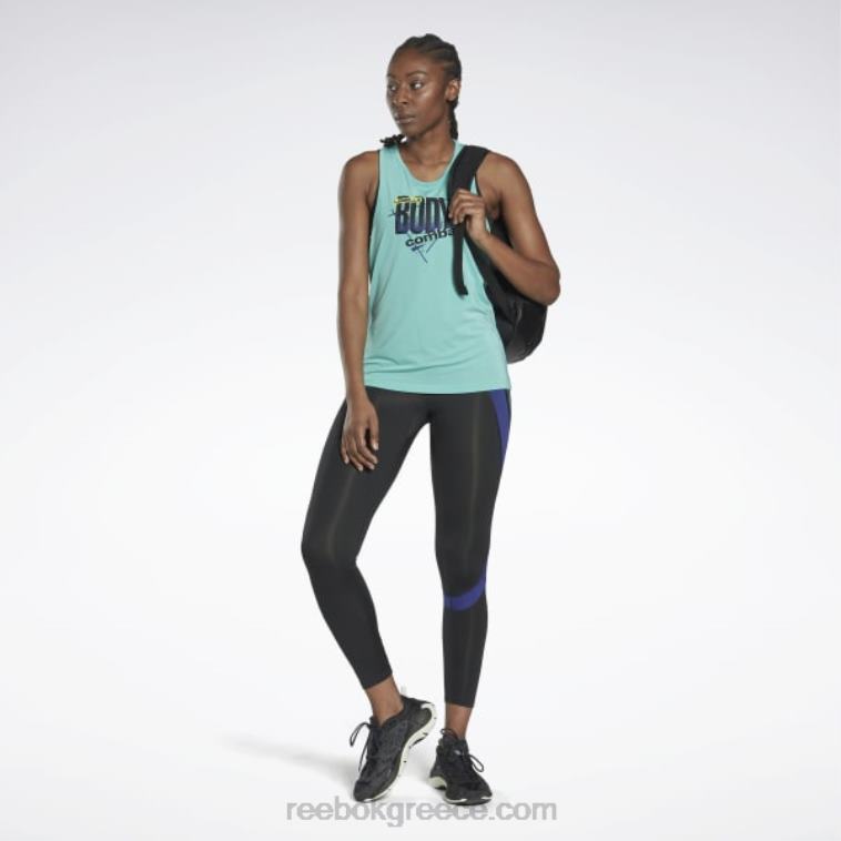 γυναίκες ημικλασικό γαλαζοπράσινο les mills bodycombat activchill γραφικό φανελάκι Reebok ND8H552