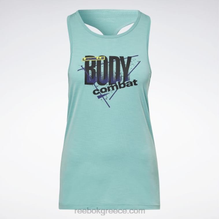 γυναίκες ημικλασικό γαλαζοπράσινο les mills bodycombat activchill γραφικό φανελάκι Reebok ND8H552