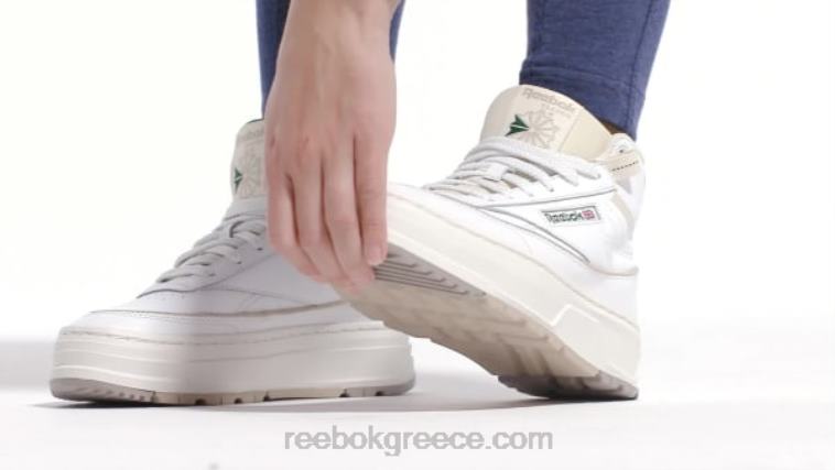 γυναίκες ftwr λευκό/κιμωλία/σκούρο πράσινο club c geo mid γυναικεία παπούτσια Reebok ND8H61