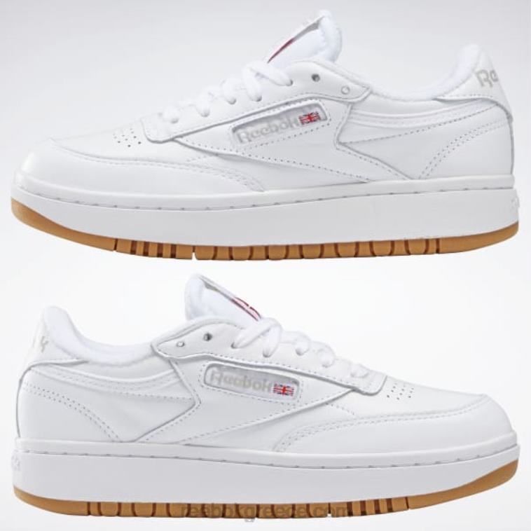γυναίκες τσίχλα λευκού/reebok καουτσούκ-07 κλαμπ γ διπλά παπούτσια Reebok ND8H5