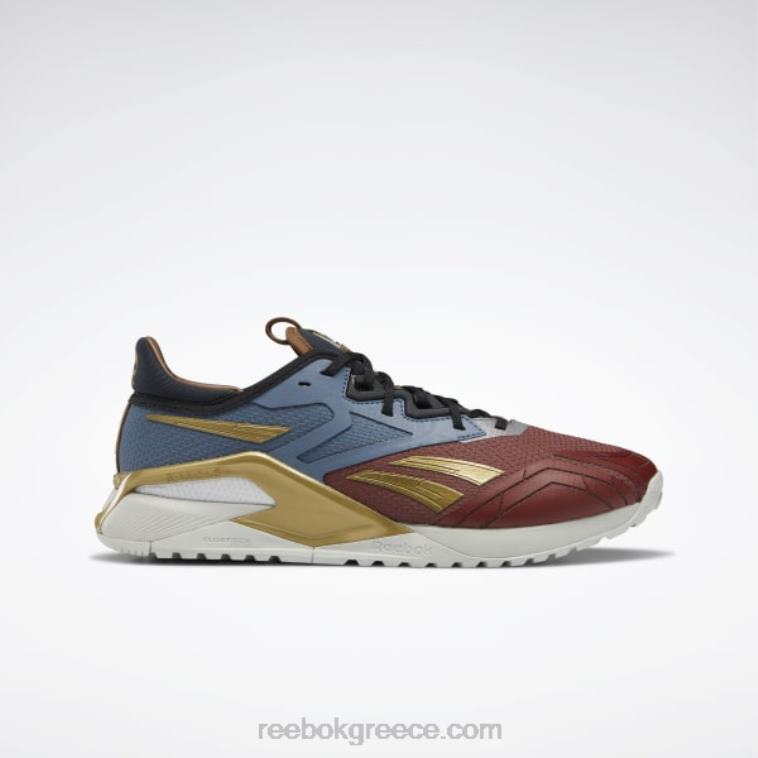 terra red/brave blue/matte gold ανδρικά παπούτσια προπόνησης dc nano x2 Reebok ND8H98