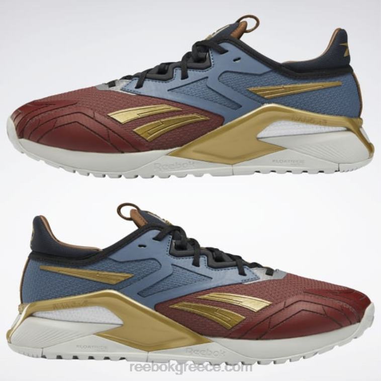 terra red/brave blue/matte gold ανδρικά παπούτσια προπόνησης dc nano x2 Reebok ND8H98