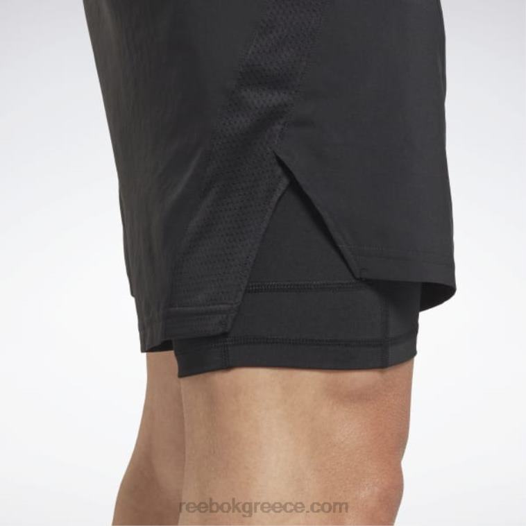 άνδρες μαύρος τρέξιμο σορτς δύο σε ένα Reebok ND8H1169